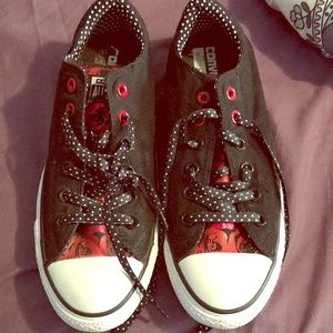 Polka dots and roses converse sneakers